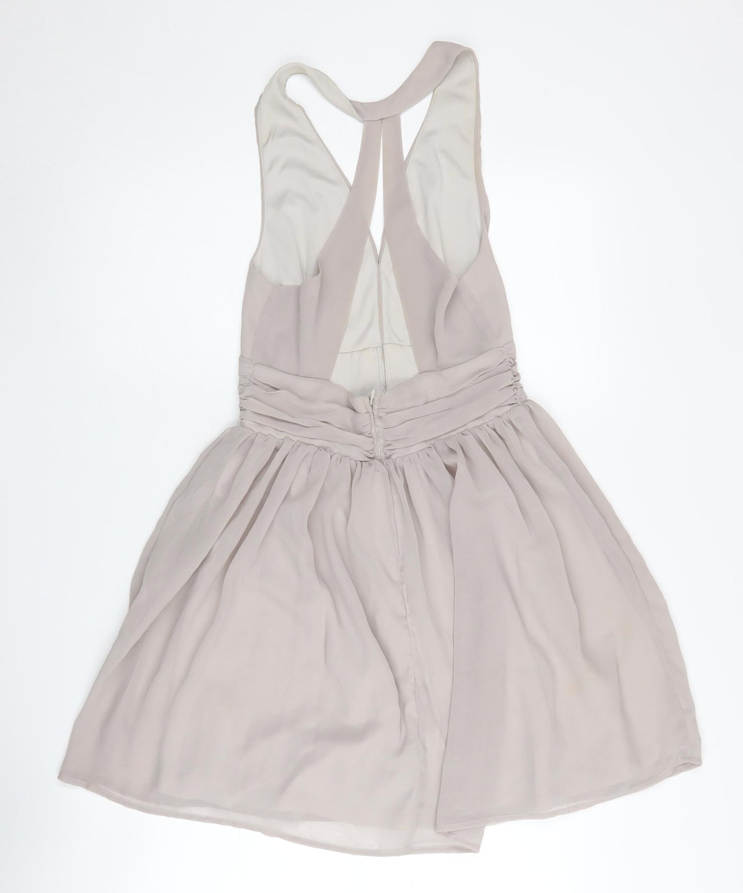 Glamorous Women's Beige Party Dress - S, Sleeveless V-Neck