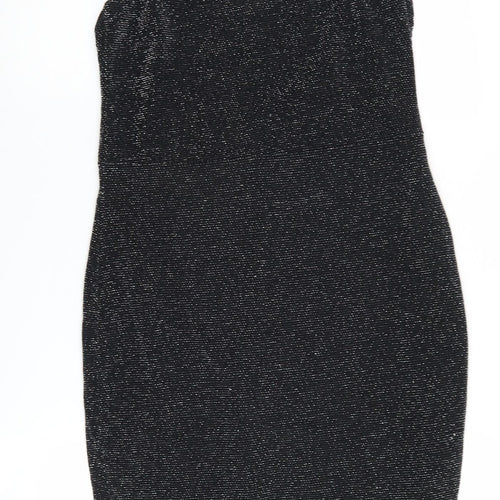 Lipsy Women's Black Bodycon Dress UK 12 Party Sparkle