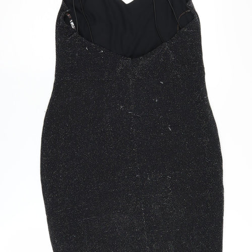 Lipsy Women's Black Bodycon Dress UK 12 Party Sparkle