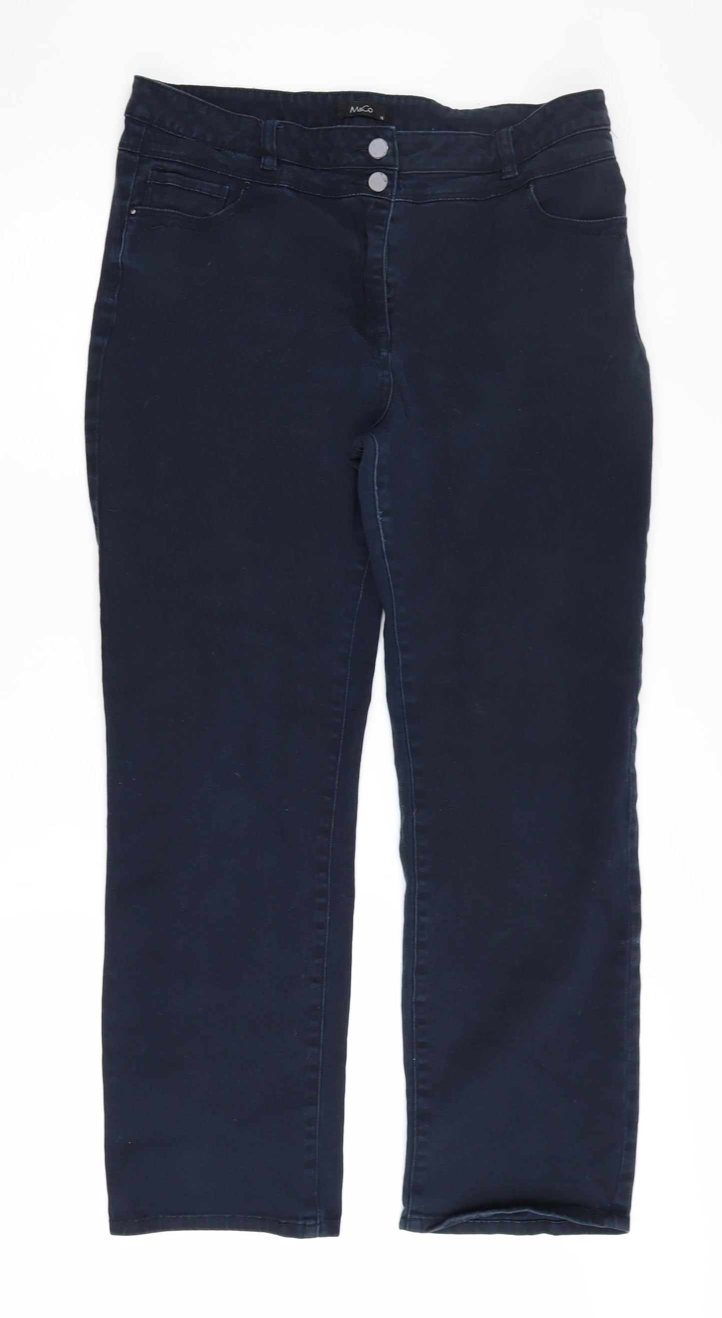 M&Co Women's Blue Straight Jeans, Size 16, Regular Fit