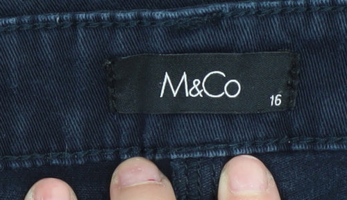 M&Co Women's Blue Straight Jeans, Size 16, Regular Fit