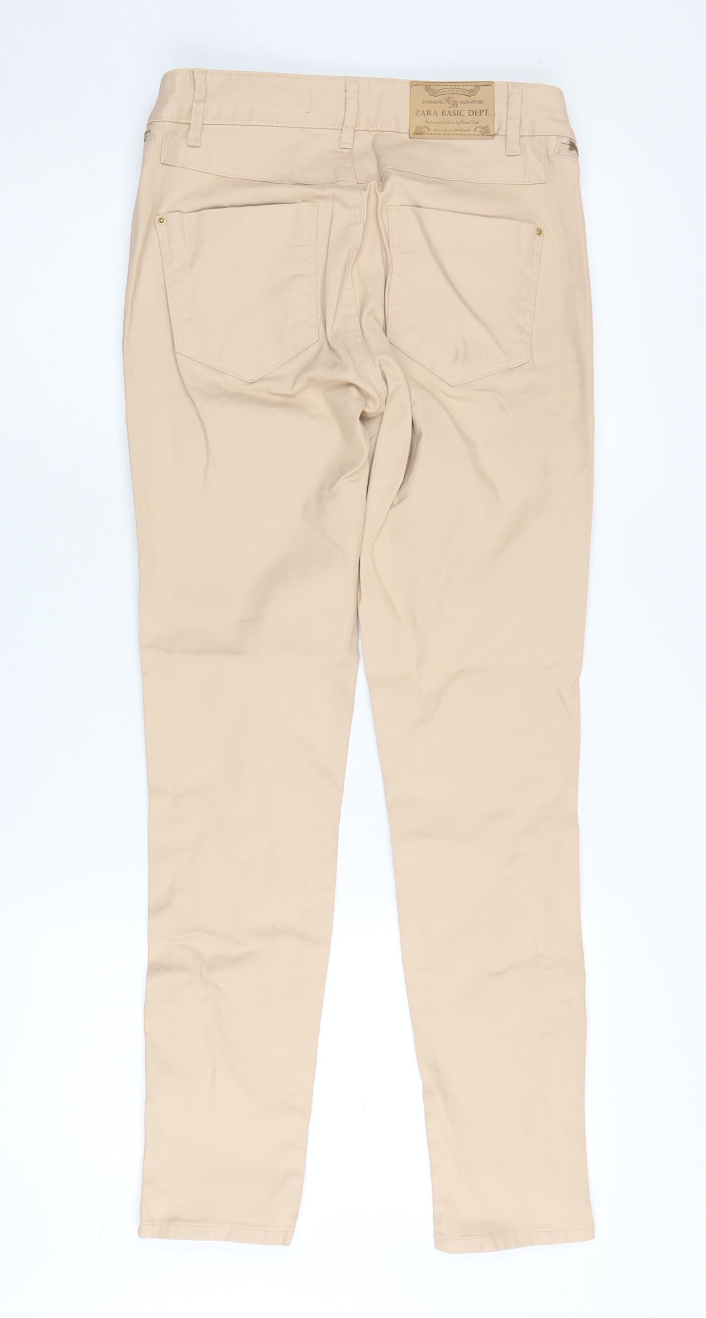 Zara Women Beige Skinny Jeans Size 10 Ankle Zip