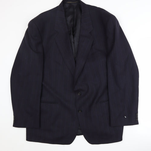 St Michael Men's Blue Striped Wool Blazer, Size 46R