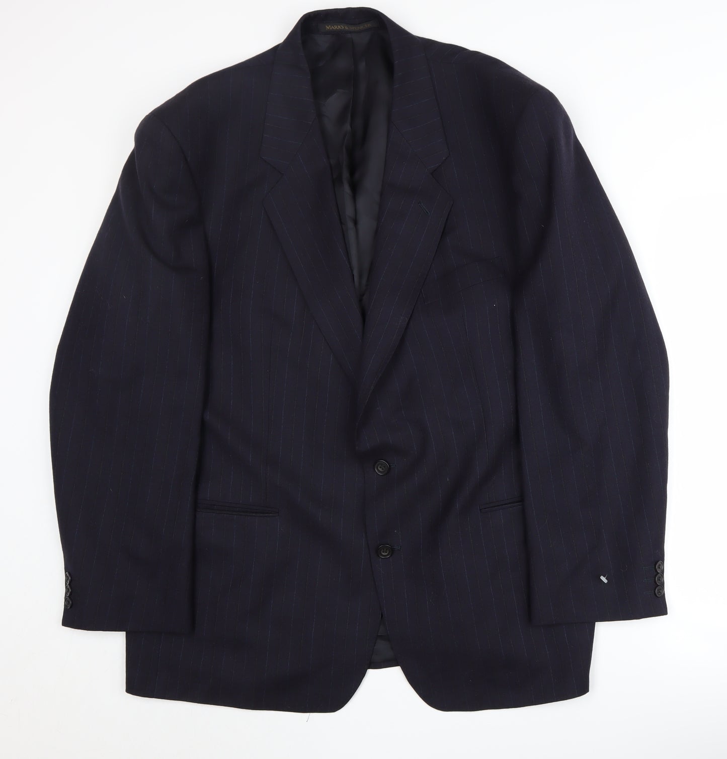St Michael Men's Blue Striped Wool Blazer, Size 46R