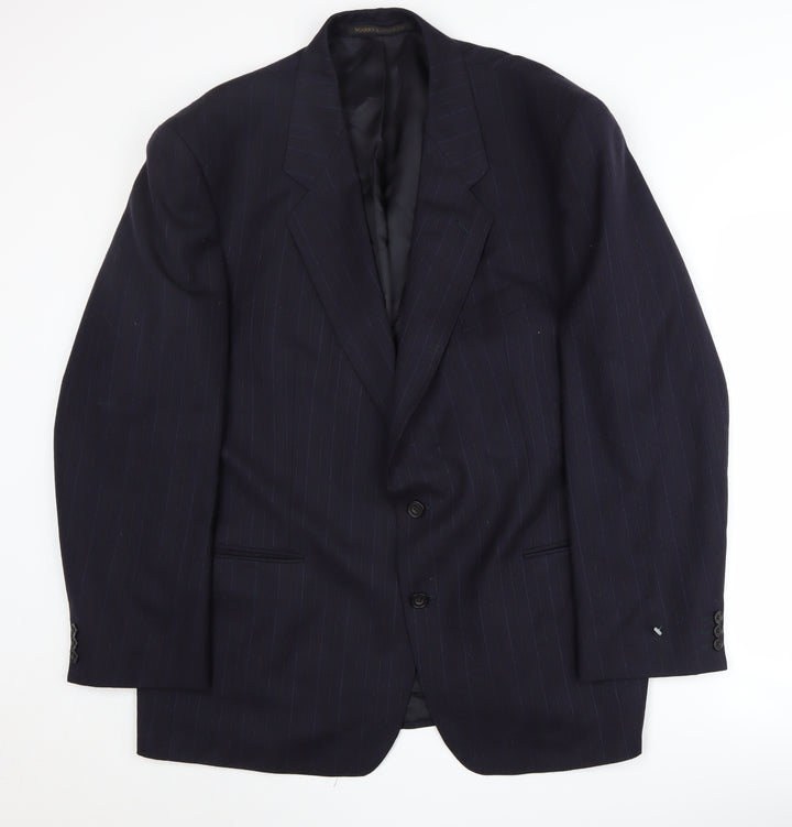 St Michael Men's Blue Striped Wool Blazer, Size 46R