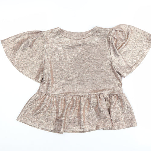 Next Girls Gold Cropped T-Shirt 7 Years - Sparkling Party Style