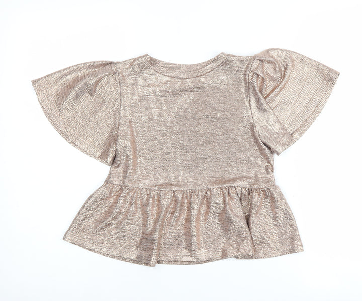Next Girls Gold Cropped T-Shirt 7 Years - Sparkling Party Style