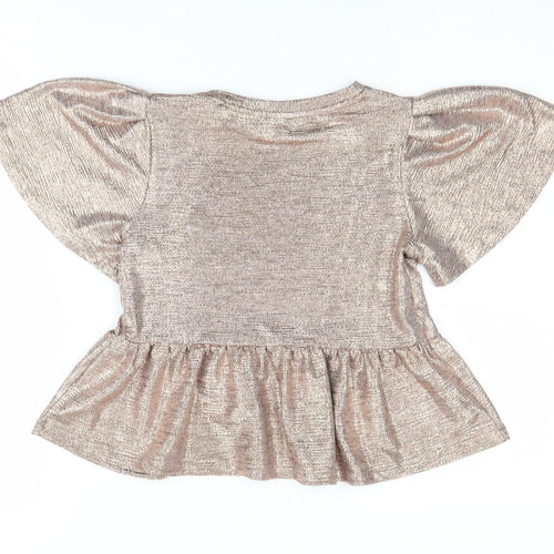 Next Girls Gold Cropped T-Shirt 7 Years - Sparkling Party Style