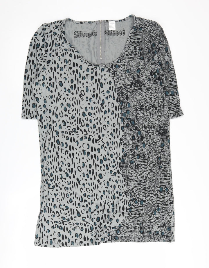 La Redoute Women Grey Animal Print Shift Dress Size 16