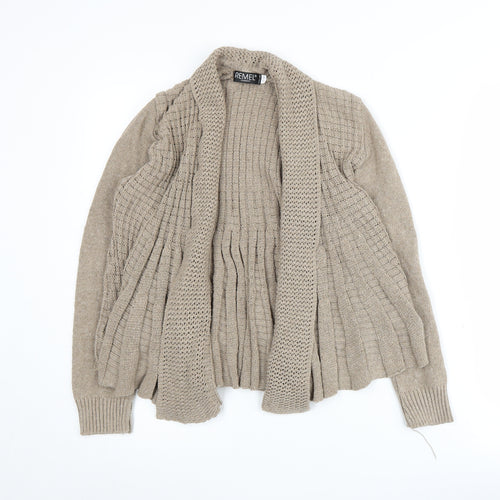 Remel London Women's Beige Cardigan S/M Open-Knit