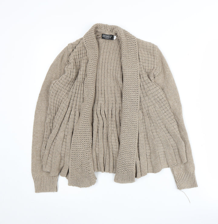 Remel London Women's Beige Cardigan S/M Open-Knit