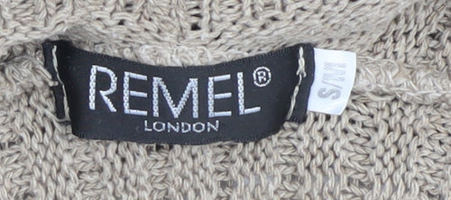 Remel London Women's Beige Cardigan S/M Open-Knit
