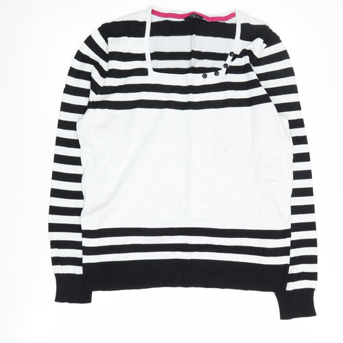 M&Co Women's Black Striped Pullover Jumper Size 16