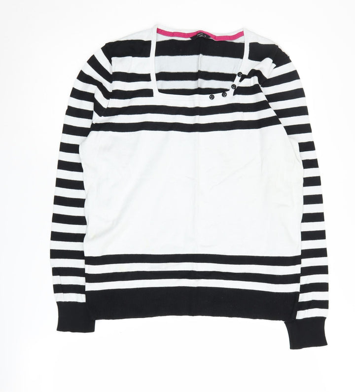 M&Co Women's Black Striped Pullover Jumper Size 16