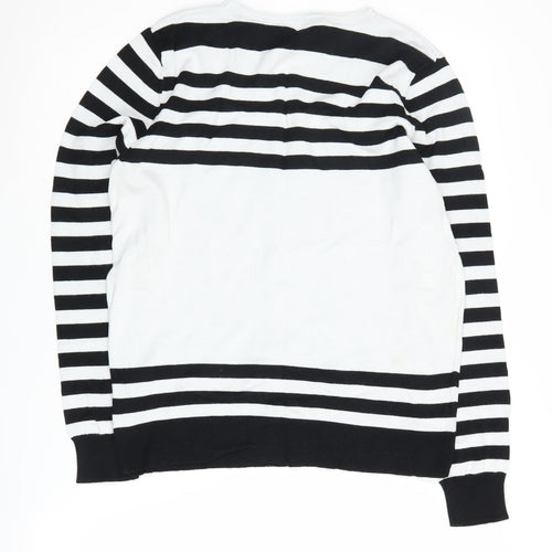 M&Co Women's Black Striped Pullover Jumper Size 16