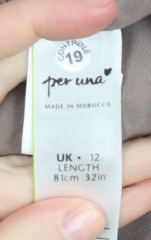 Per Una Women's Brown A-Line Midi Skirt Size 12