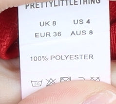 PrettyLittleThing Women’s Red Trousers Size 8 Straight Leg