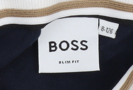 BOSS Boys White Polo Shirt, Size 8, Slim Fit, Logo Accent