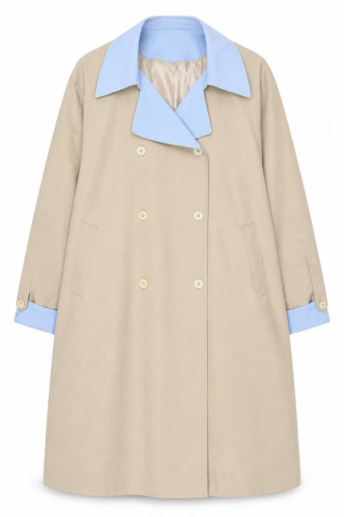 XIJIANGONI Women's Beige Trench Coat 5XL Relaxed Fit