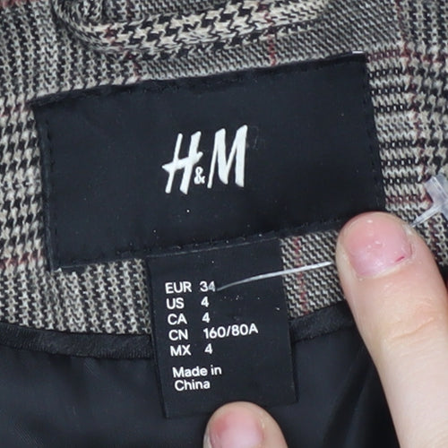 H&M Women's Check Blazer Multicoloured Size 6