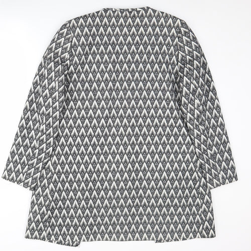 H&M Women's Black Geometric Overcoat Size 10