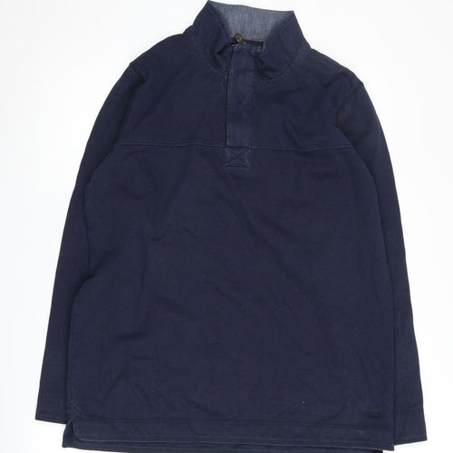 Cotton Traders Men's Blue Henley Sweatshirt M