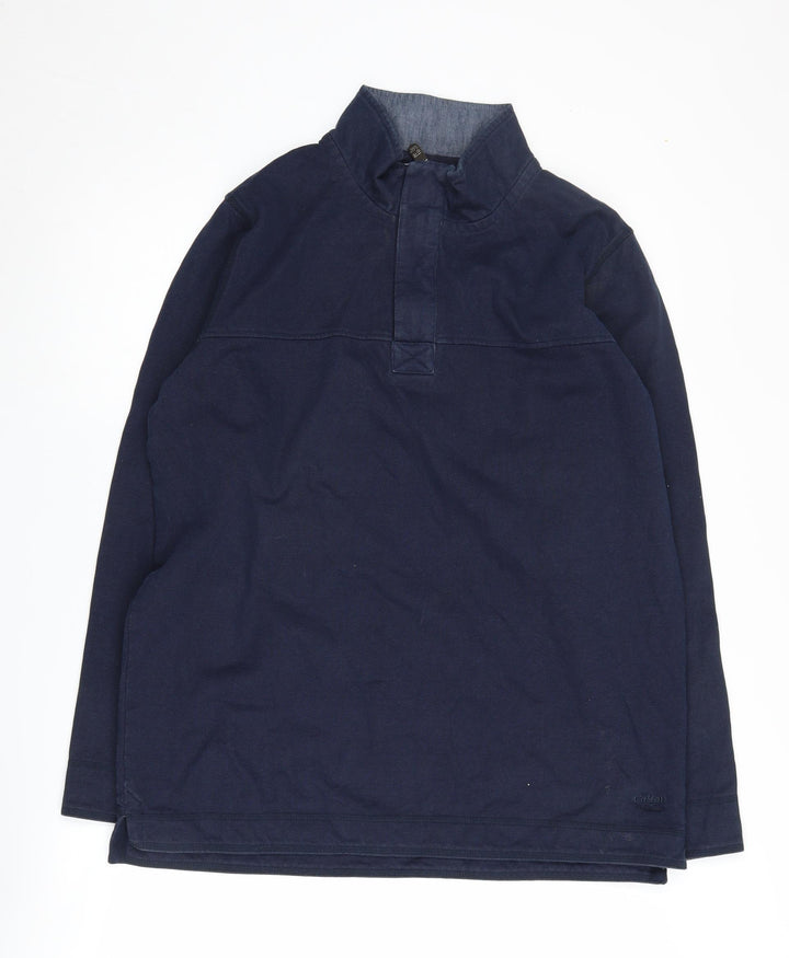 Cotton Traders Men's Blue Henley Sweatshirt M