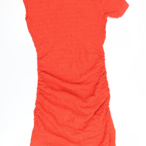 Zara Women's Orange Bodycon Dress Short Sleeve M