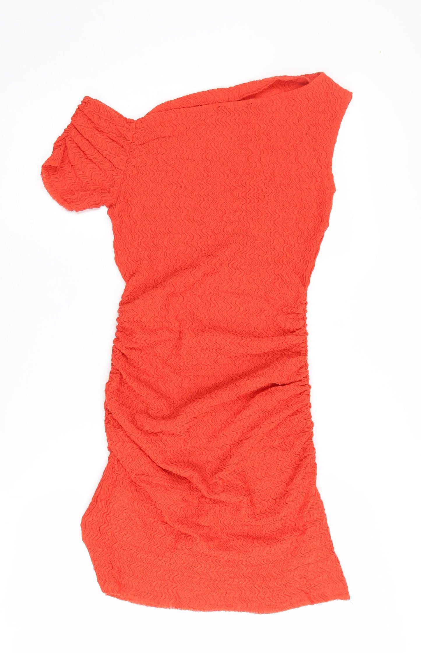 Zara Women's Orange Bodycon Dress Short Sleeve M