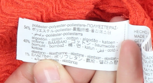 Zara Women's Orange Bodycon Dress Short Sleeve M