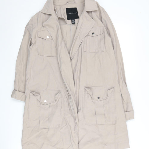 New Look Women's Beige Mid-Length Overcoat - Size 10
