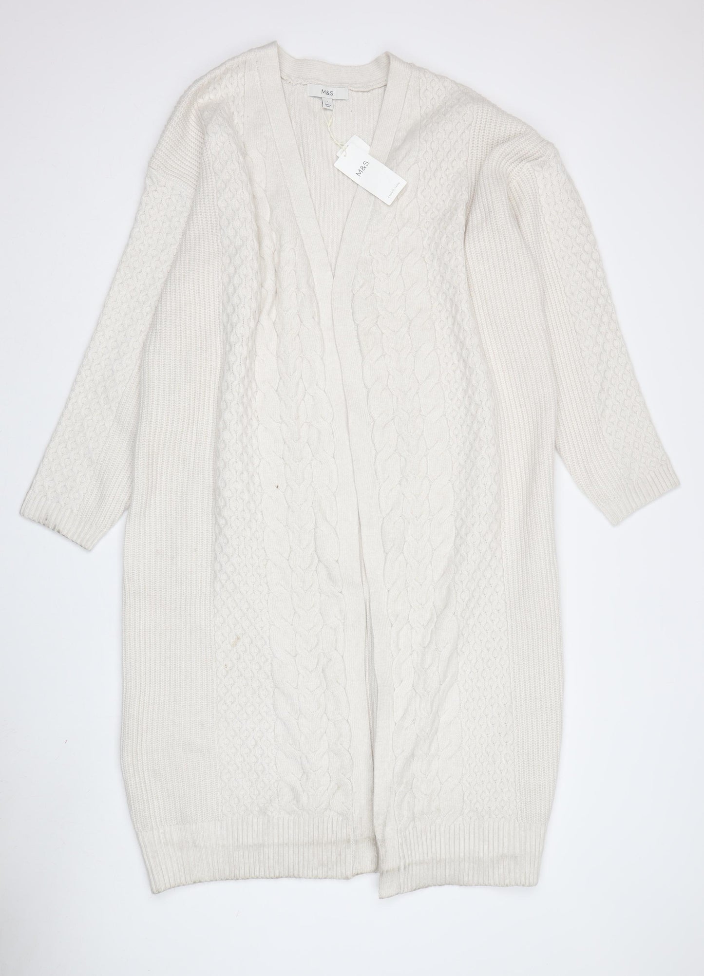 Marks and Spencer Women's White Cardigan, L, V-Neck