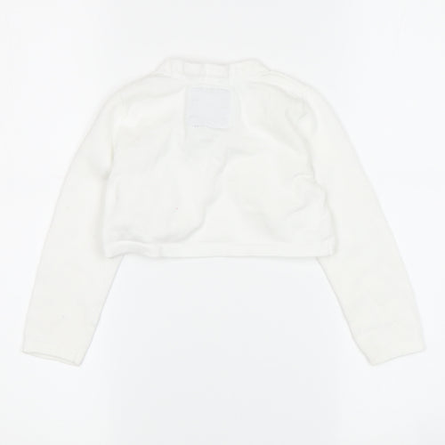 Junior J Girls White Shrug 2-3 Years, Cotton Blend with Bow Accents