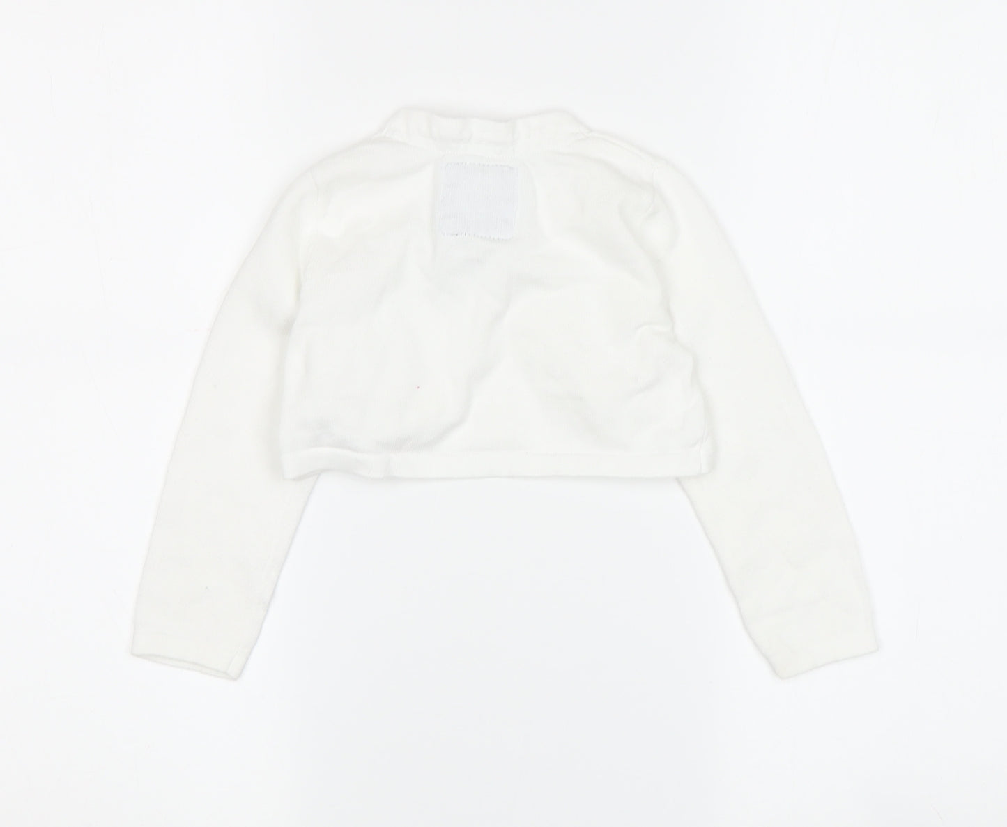Junior J Girls White Shrug 2-3 Years, Cotton Blend with Bow Accents