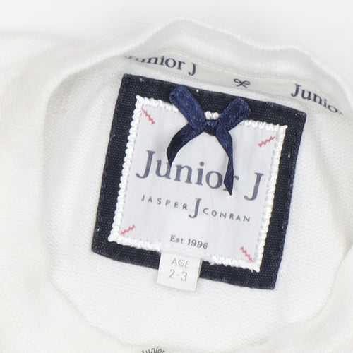 Junior J Girls White Shrug 2-3 Years, Cotton Blend with Bow Accents
