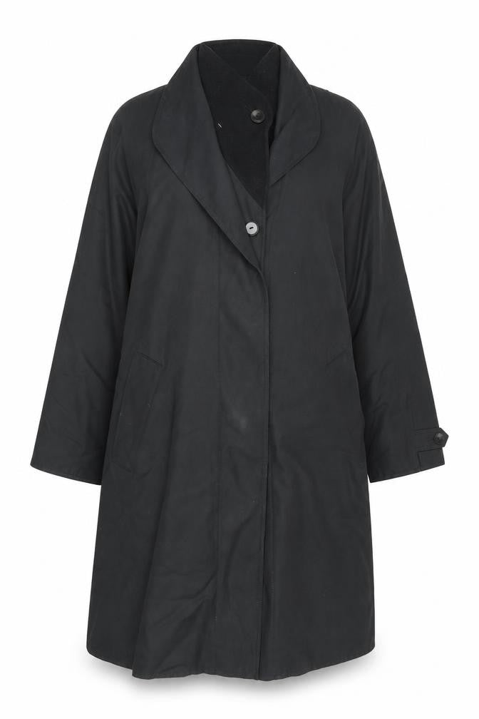 Front view of Dannimac Women's Black Long Overcoat, size S