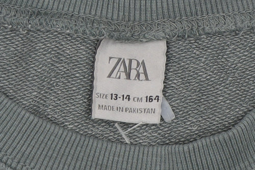 Zara Boys Green Crew Neck Pullover Sweatshirt 13-14 Years