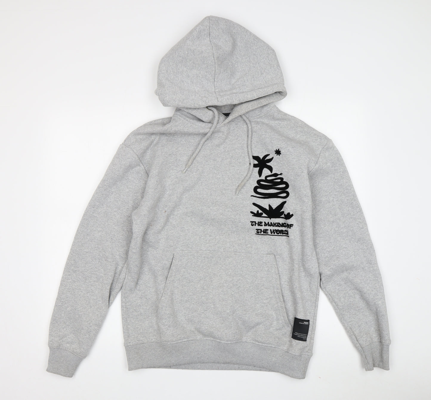 Pull&Bear Men's Grey Hoodie XS - Graphic Print Pullover