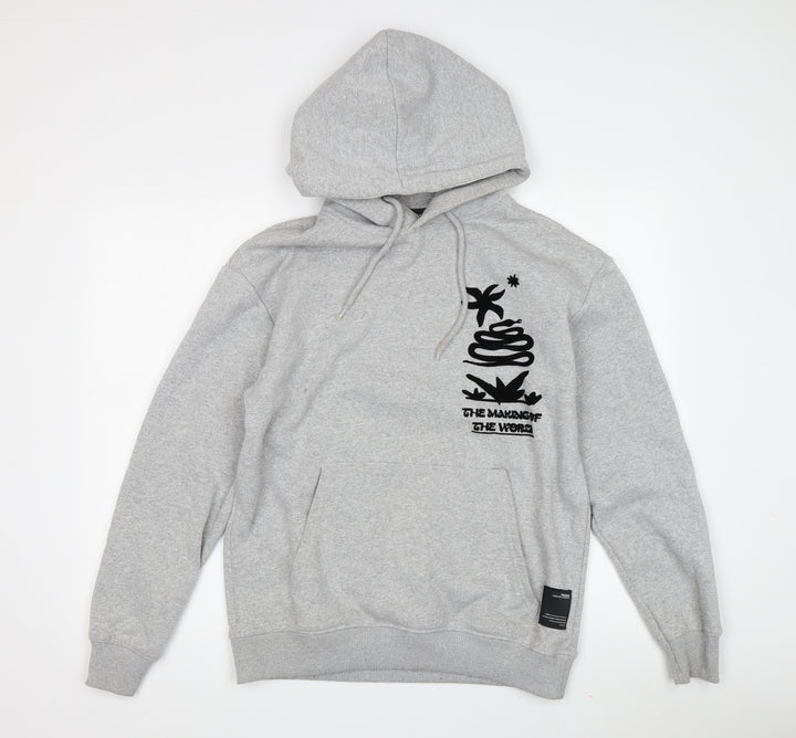 Pull&Bear Men's Grey Hoodie XS - Graphic Print Pullover