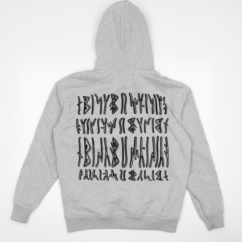 Pull&Bear Men's Grey Hoodie XS - Graphic Print Pullover