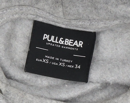 Pull&Bear Men's Grey Hoodie XS - Graphic Print Pullover