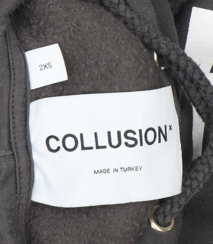 Collusion Unisex Black XXS Pullover Hoodie