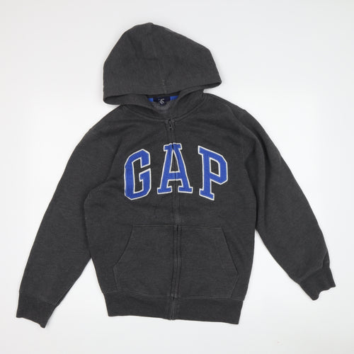 Gap Boys Grey Full Zip Hoodie with Logo - Size 12 Years