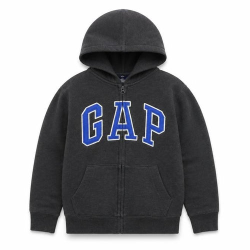 Gap Boys Grey Full Zip Hoodie with Logo - Size 12 Years
