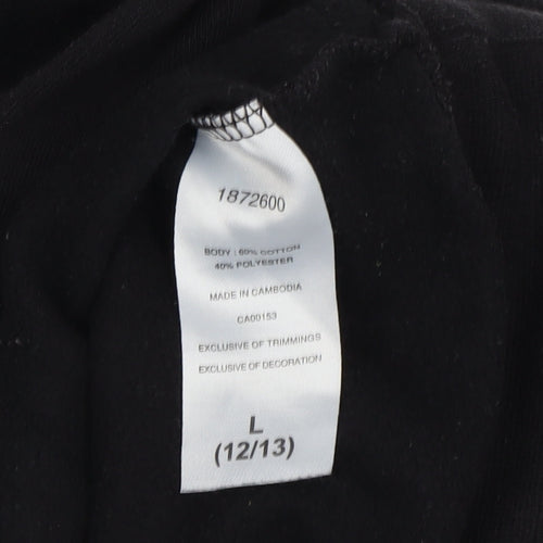 Champion Boys Black Hoodie L Pullover Logo Lightweight