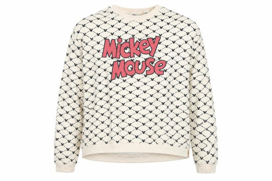 Front view of H&M Women's Beige Mickey Mouse Sweatshirt, size 14 Plus