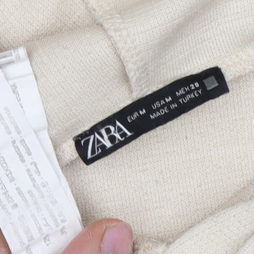 Zara Women's Beige Pullover Hoodie M - Stylish Knitwear