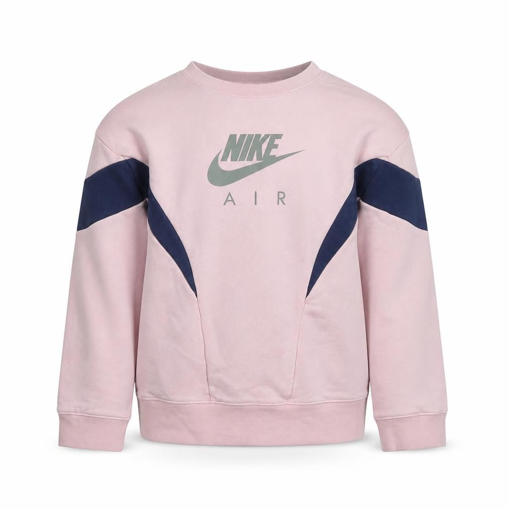 Front view of Nike unisex kids pink sweatshirt, size 8-9, years