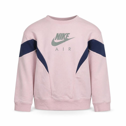 Front view of Nike unisex kids pink sweatshirt, size 8-9, years