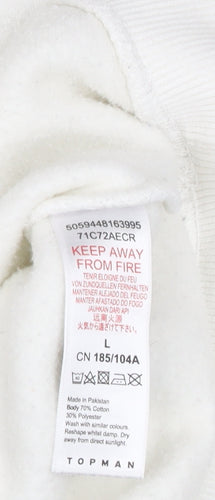 Topman Men's White Pullover Hoodie L